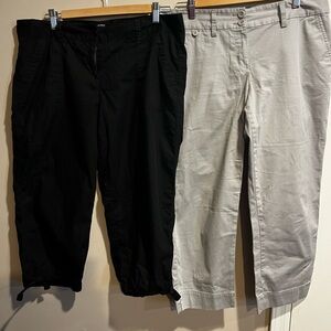 LOFT Black and Gray Ankle Pants